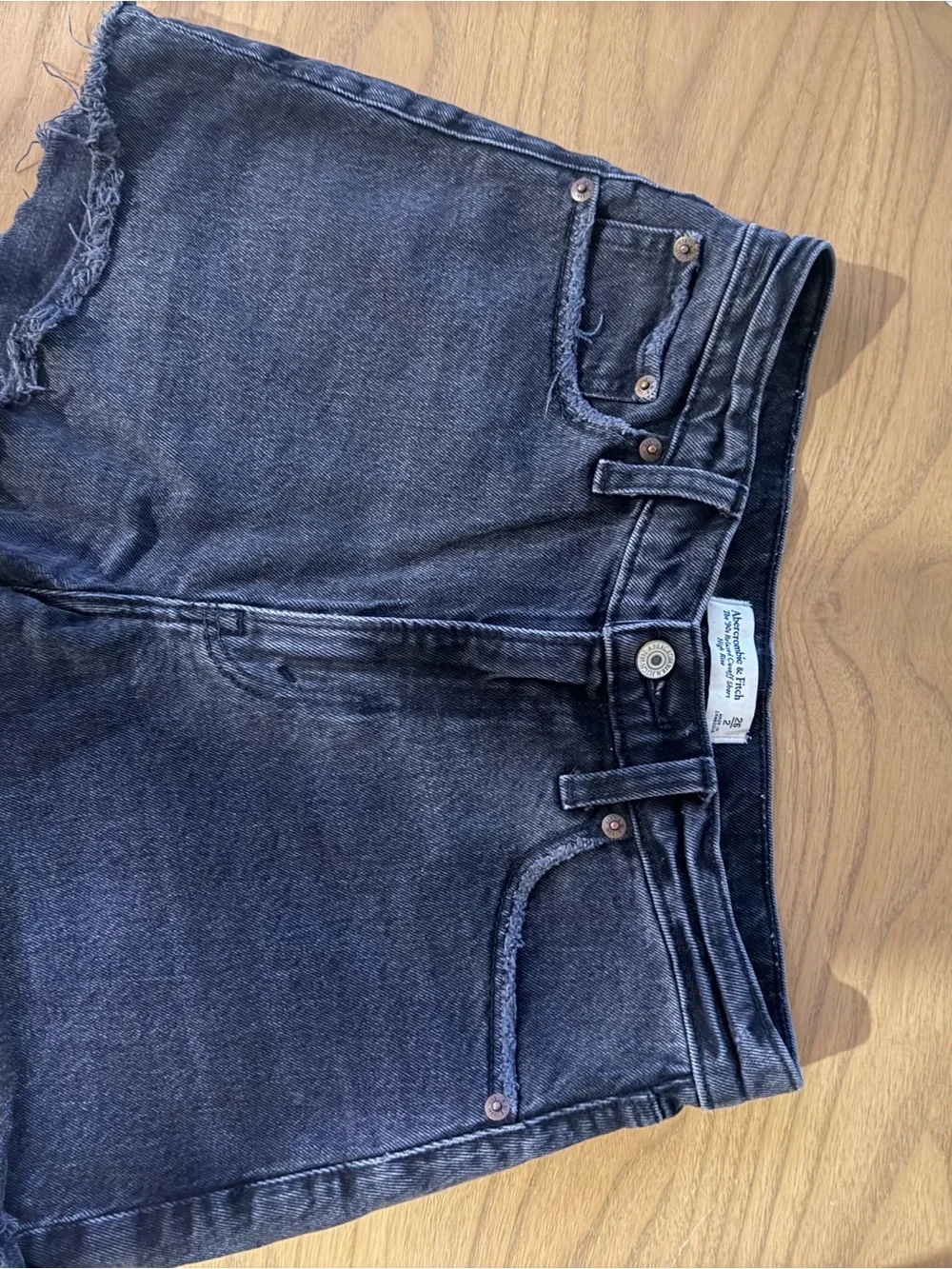 Abercrombie & Fitch Black Frayed Hem Denim Shorts